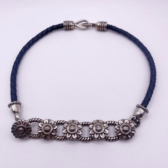 Vintage Brighton Leather Cord Necklace With Daisy Flowers - Picture 6 of 7